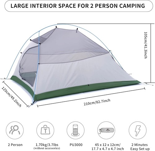 2 Person Camping Tent Waterproof Easy Build Ultralight Beach Tent Outdoor Hiking - Picture 5 of 24
