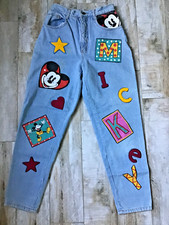 CUTE VTG 80s Mickey Co Light Wash High Rise Jeans Patches All Over Size 7/8