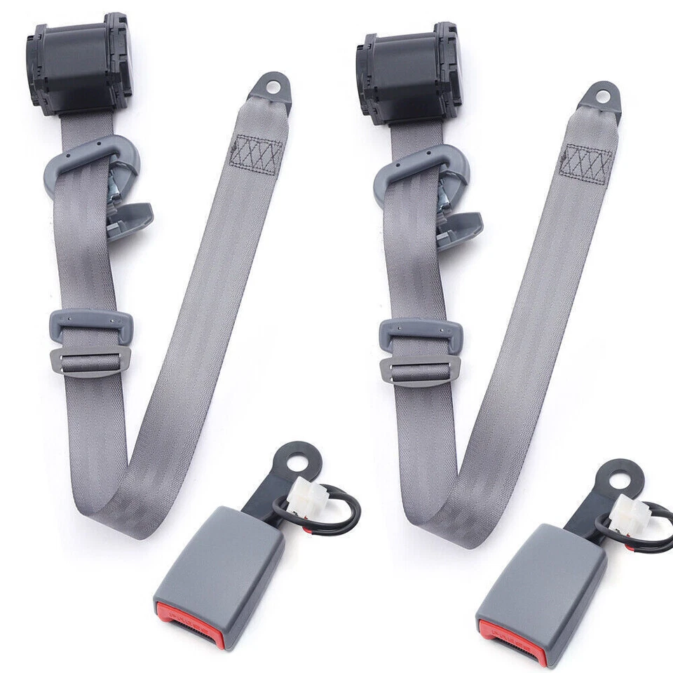 2pcs 3 Point Retractable Adjustable Safety Seat Belt Straps Car Vehicle Belt Kit - Image 4 of 4