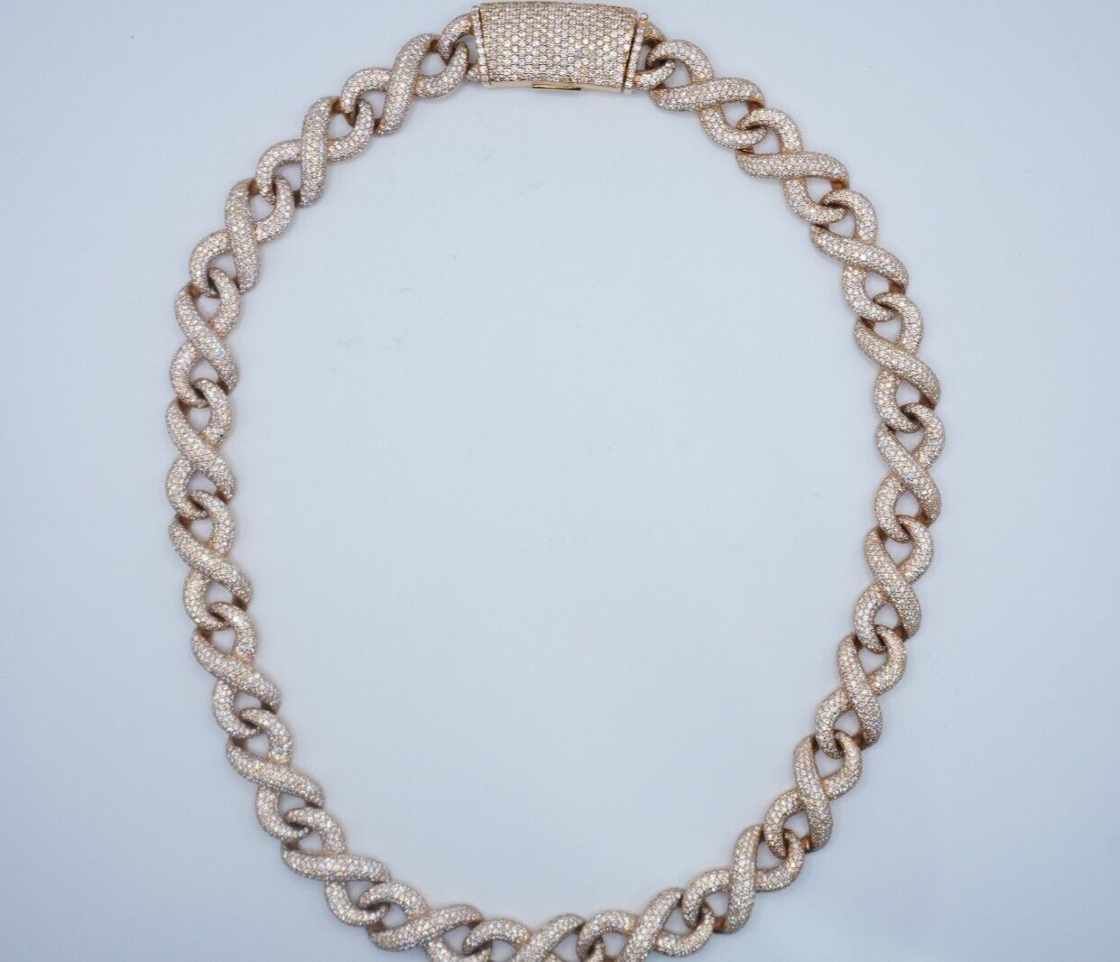 14K Yellow Gold Infinity Cuban Chain 39.6ct Genuine Natural Diamonds image 3