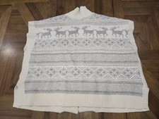 Eddie Bauer Reindeer Cardigan Sweater Sz M/L Animal Isle Winter Deer Gray