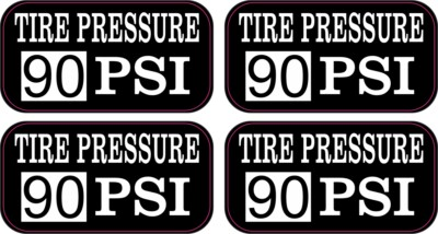 #ad 2in x 1in Tire Pressure 90 PSI Stickers $8.99