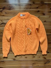 Vintage YOUTH 70s Acrylic Orange Jumper Knitted Textured Sz 14 - VGC With TAGS
