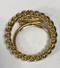 Scarf Clip Holder Marked Western Germany Open Circle Twist Gold Tone Approx 1.5”