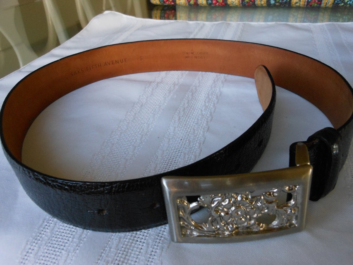 Saks Fifth Avenue Waist Belt Womens Size Small S Black Woven Italian Leather Saks Fifth Avenue COLLECTION Leather Belt | Saks Fifth Avenue main image 3