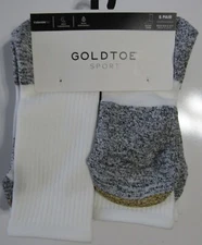 Gold Toe Mens Sport Cushion Tec Short Crew 6 Pair White 6-12.5 Nwt