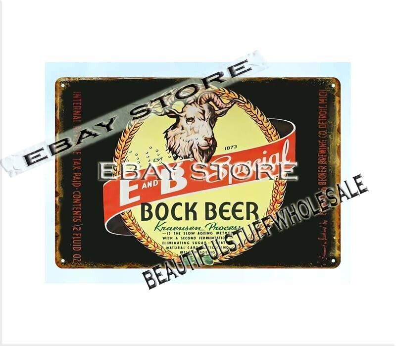 lodge cafes by artist E and B Special Bock Beer metal tin sign