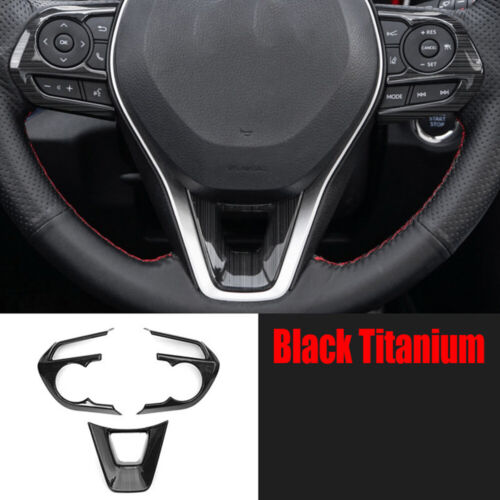 For Toyota RAV4 2019-2024 Black Brushed Interior Steering Wheel Frame Cover Trim - Picture 2 of 8