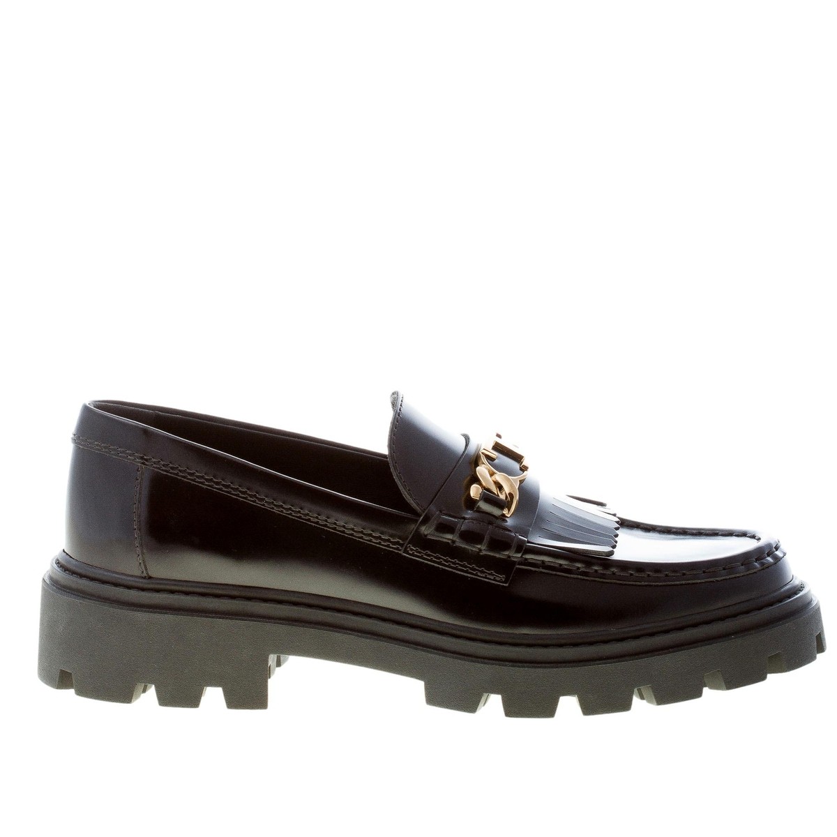 Tod\'s Black Loafers with Gold Chain Detail Tod main image 3