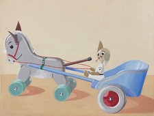 Giocattolo In Attacco Cavallo E Gatto Gouache Anonimo Anni 70 Bambino