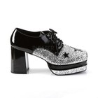 Silver Black Pimp 70s Disco 80s Rock Star KISS Tribute Band Platform Mens Shoes