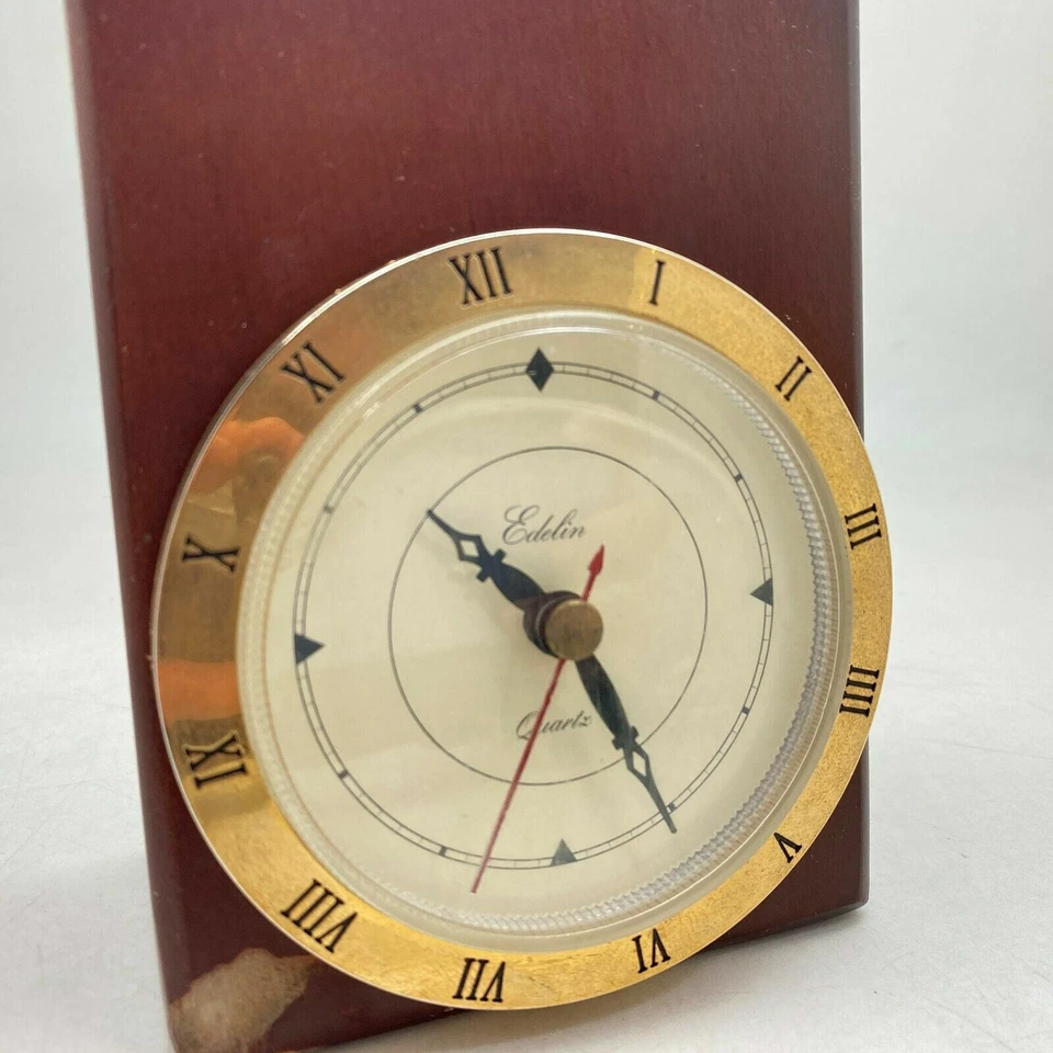 Wood Desk Clock US News Edelin Quartz Cordless Battery Shelf Clock -CHECK DES^ - Image 3 of 4
