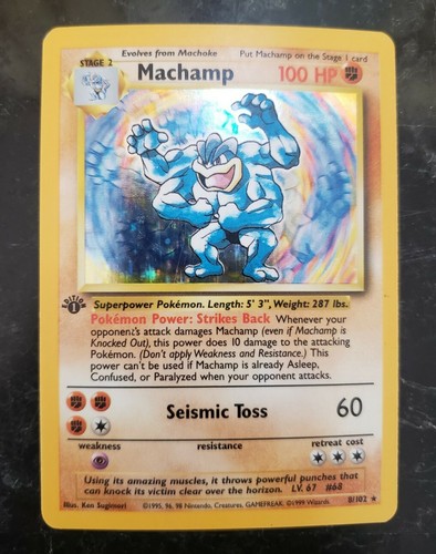 1995 Machamp 1st Edition Holo Foil Pokemon Card Good Condition 8 102 