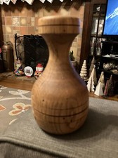 Small Hand Crafted Turned Wooden Vase, 5.5  Tall, Holds Single Stem