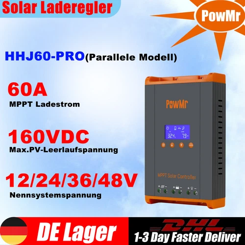 PowMr 60A Solar Laderegler Parallele 100% MPPT Regeler 12V/24V/36V/48V PV 160VDC