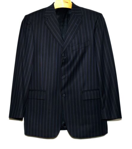 Kenneth Cole Navy Blue Pin Striped Wool Mens 33X31 Cuff Pants Suit 40R Mexico - Picture 2 of 12