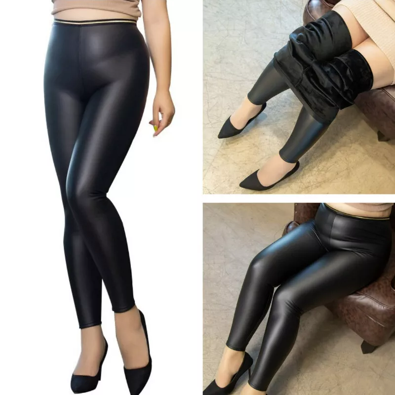 Lady Thermal Faux Leather Pants Leggings Stretch Skinny High Waist