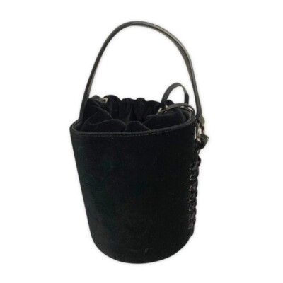 Meli Melo X5509 Black Velvet Bucket Bag Size 9x9x7 in