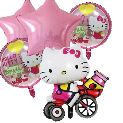 5 pc Hello Kitty Foil Balloons  Party Theme decoration supplies.