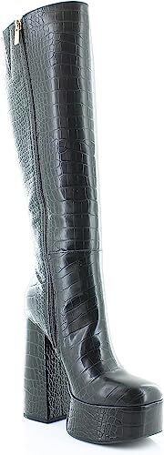 Jessica Simpson kniehohe Blockabsatzstiefel Samah schwarz runde Zehenpartie Plattformstiefel - Bild 5 von 5