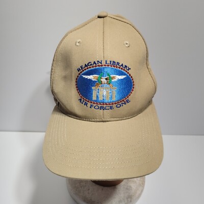 Navy Command Caps Hat Mens One Sz Beige Reagan Library Air Force One Embroidered