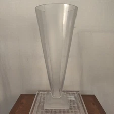 High-End Antique 23" Glass Vase: Handmade, Cone-Shaped, Symmetrical