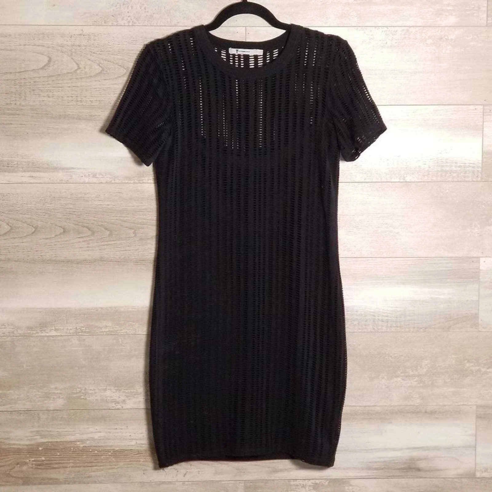 Abito tubino girocollo jacquard elasticizzato T by Alexander Wang nero taglia large
