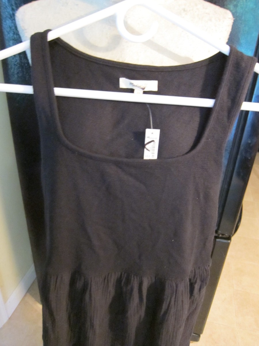 Madewell Women's Mixed Media Tank Dress - Black - Casual Dresses Madewell Women's Mixed Media Tank Dress - Black - Casual Dresses