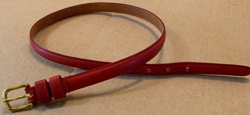 Coach 2809 RED REAL LEATHER 3/4" SKINNY DRESS CASUAL WOMEN'S BELT Sz 30” / 75cm