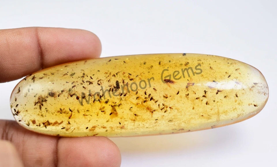 100.30 Ct 100% Natural Yellow Amber Insect Inclusion Certified Loose Gemstone - Image 2 of 4