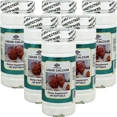 6 x Liquid Calcium + Vitamin-D 160 Softgels Bone Support