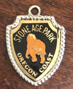 Vintage STONE AGE PARK Oregon Coast Silver Tone Shield Japan Charm