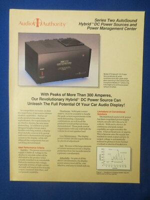 Audio Authority Series Two Auto Sound DC Power Brochure Catalog Factory Original