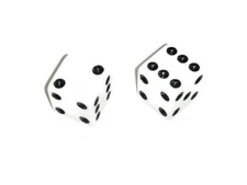 One Pair of 6 Sided Trick/Cheater/Loaded Game Dice 16mm d6 White with Black Pips