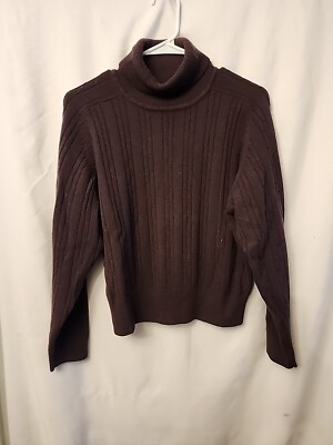 Liz Claiborne 100% Merino Wool Turtleneck Sweater Medium Brown