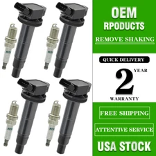 4 Ignition Coil & REAL Iridium Spark Plug For 2002-2011 Toyota Camry 2.4L UF333