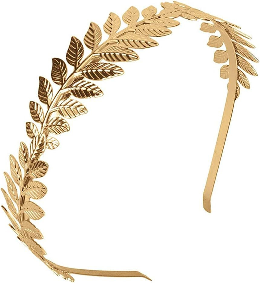 Gold Leaf Crown Tiara Headband, Bridal Laurel Headdress, Greek Boho Hairpiece