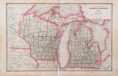 #ad 1883 MICHIGAN UPPER PENINSULA WISCONSIN Map ORIGINAL GREAT LAKES $35.72