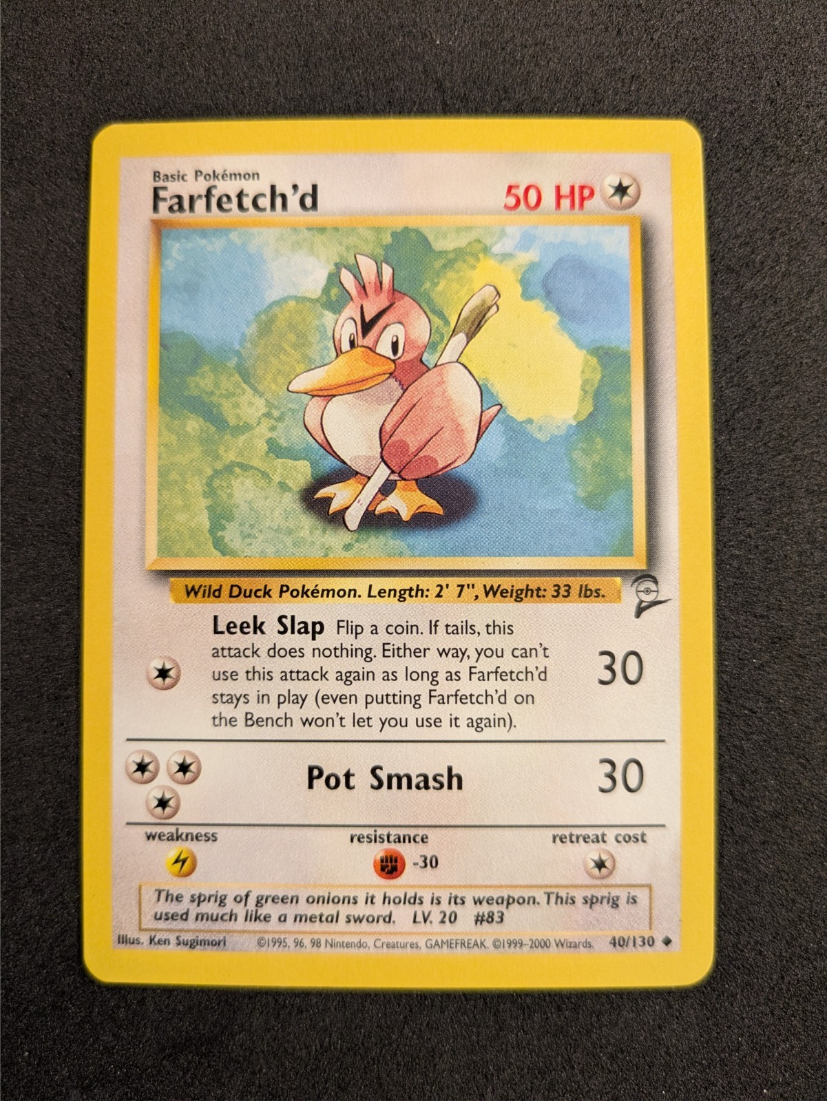 Pokemon Card - Vintage - Farfetch'd - 40/130 - Base Set 2 - LP