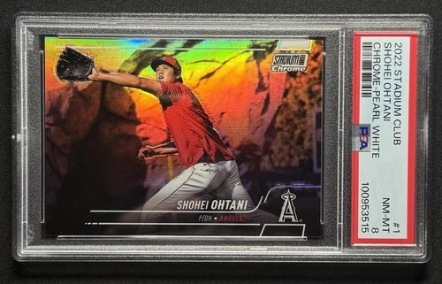 2022 Stadium Club Shohei Ohtani Chrome Pearl White /30 PSA 8 NM-MINT