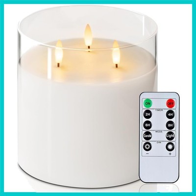 Polished Glass 6x6 Flameless Candle - LED Lighting with Elegant Remote Control