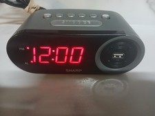 Sharp SPC547 Digital Alarm Clock with 2A USB Charging Port Black  Red DISPLAY