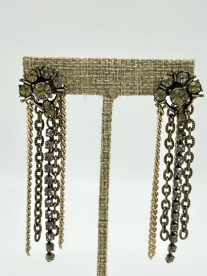 Stella & Dot Cleo Fransen Ohrhänger Kette Strass Gold Bronze Ohrringe