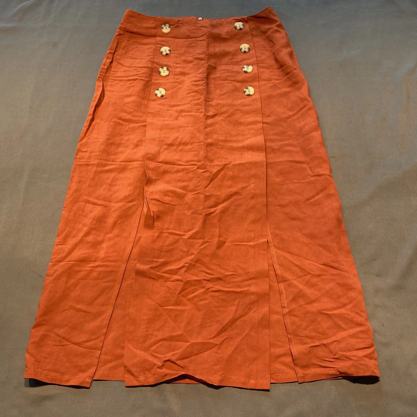 Elodie Linen Blend Skirt Small Terracotta Academia Travel Casual