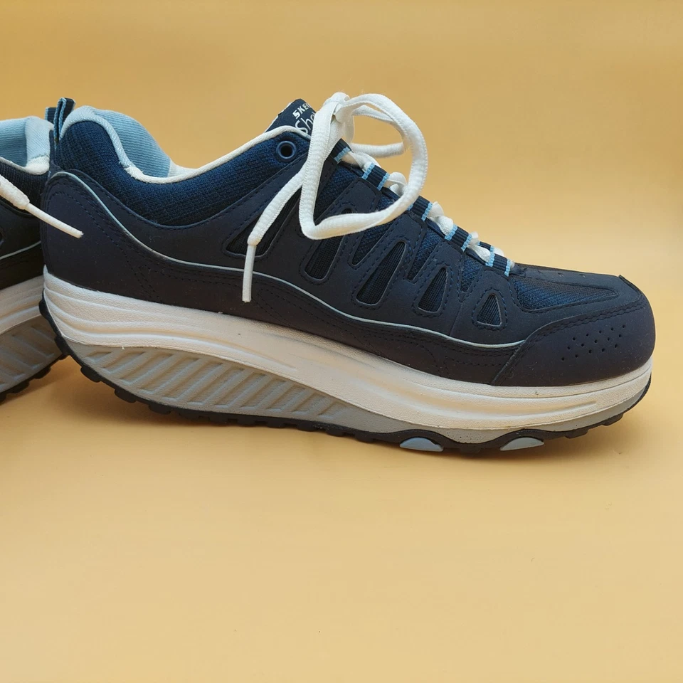 Zapatillas deportivas Skechers Shape-Ups para mujer 7 azul marino/azul claro 57003 espuma viscoelástica refrigerada por aire Foto 4 de 4