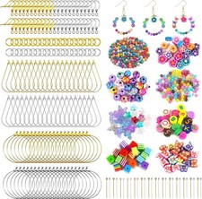 Earring Making Kit with 940 PCS Beading Hoop Finding Component Silver