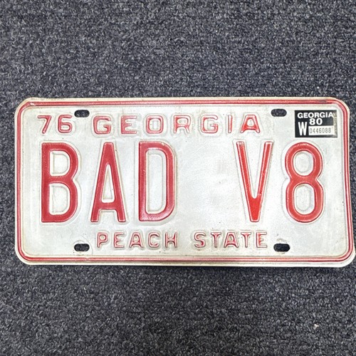 VTG 1976 Georgia Vanity License Plate BAD V8 Custom Tag GA 80 Bicentennial
