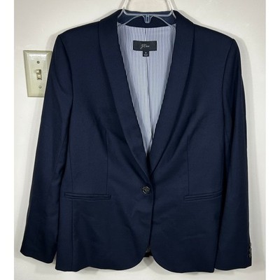J.Crew Parke Blazer Women 8 Navy Wool J5627 Professional Office Career Preppy