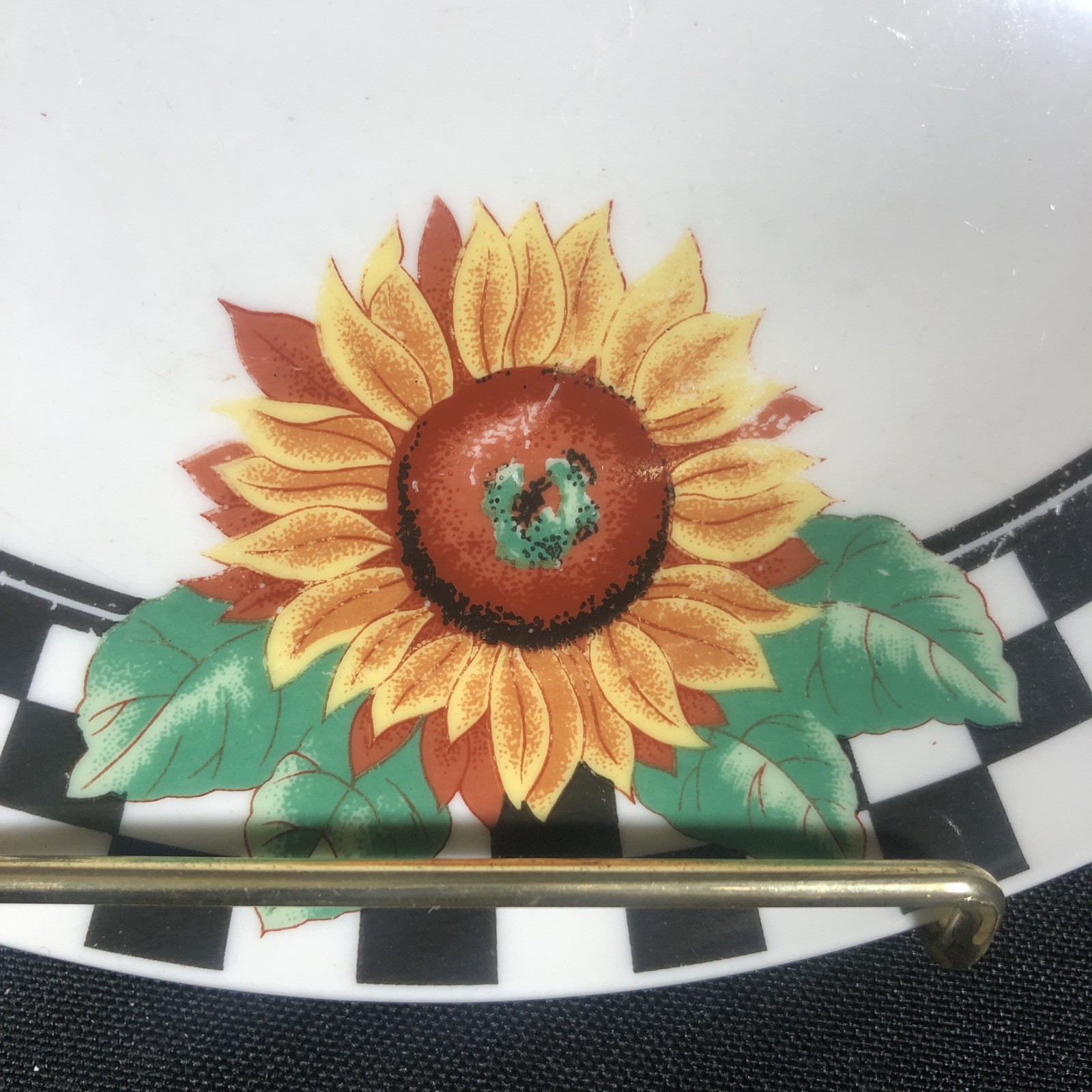 Border Check Tabletops Unlimited Sunny Collection Sunflowers Checkered Border ...