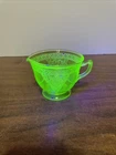 Vintage Federal Glass Georgian Lovebirds Uranium Depression Glass Creamer